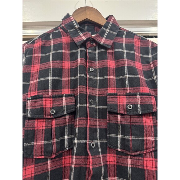 Osklen Rio de Janeiro Mens M Red Plaid Flannel Button Up Shirt Utility Chore - Picture 2 of 9